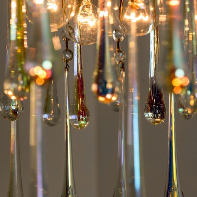 Crystal Teardrop Murano Glass Chandelier, Italy, 1950s for