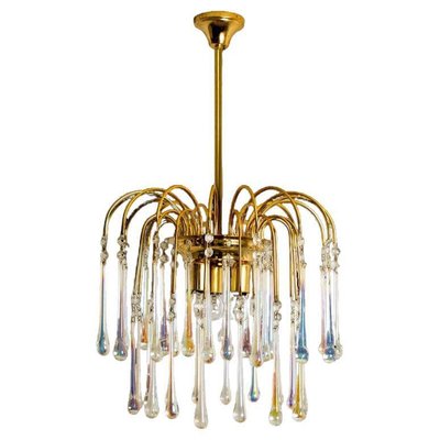 Crystal Teardrop Murano Glass Chandelier, Italy, 1950s for