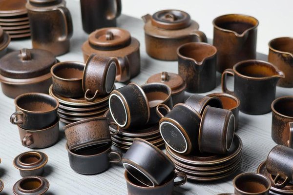 Ruska Tea and Coffee Serveware from Arabia, Finland, 1970s, Set of