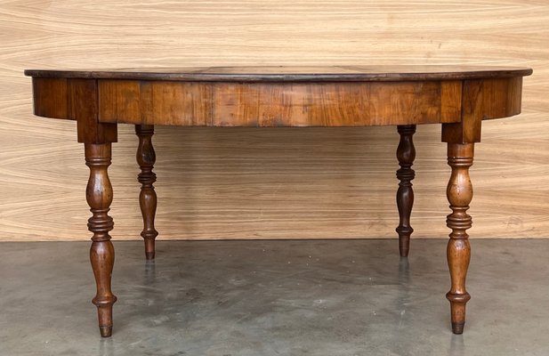 French Walnut Oval Center Table with Four Turned Legs, 1890 for