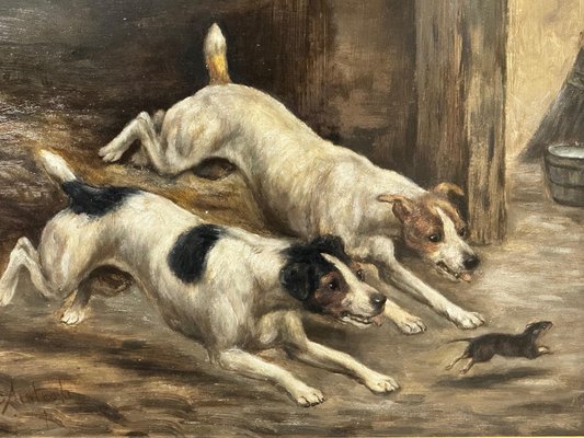 Britischer Künstler, viktorianischer Jack Russell Terrier Hunde