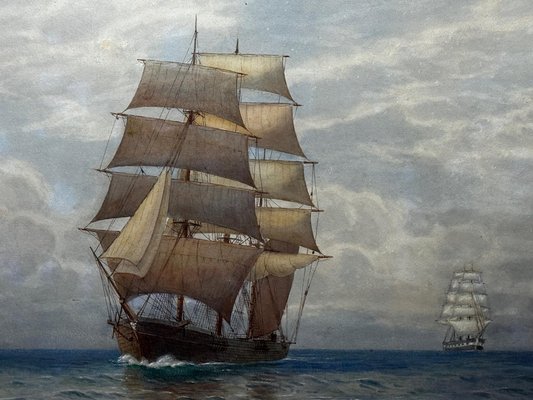 Samuel John Milton Brown, Barque Sailing Ship, 1900, Watercolour