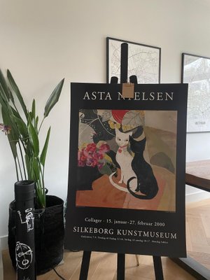 Asta S.M. Nielsen, Two Cats on Table, 1962, Exhibition Poster for
