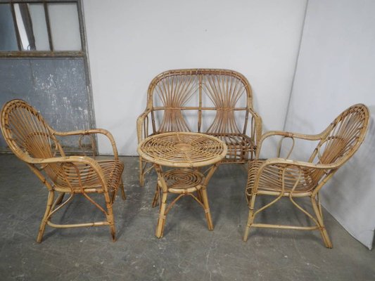 Rattan Garden Seating, 1970s, Set of for sale at Pamono