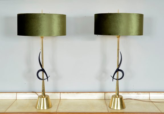 Large Mid-Century Modern Hollywood Regency Table Lamps from