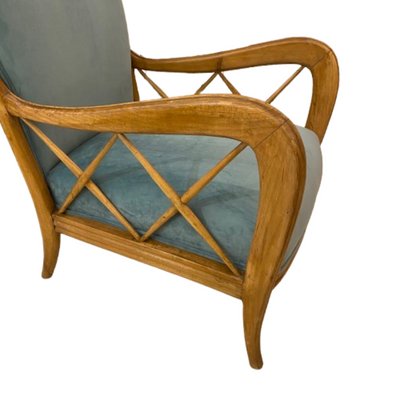 Paolo Buffa Armchairs in Turquoise by Paolo Buffa Set of 2 for sale at Pamono
