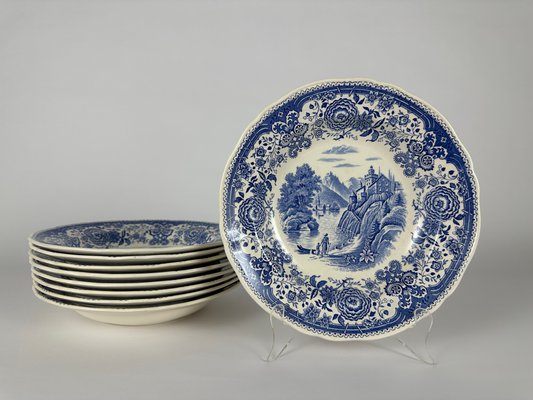 Burgenland Blue Rimmed Soup Dinner Bowl in Porcelain from Villeroy