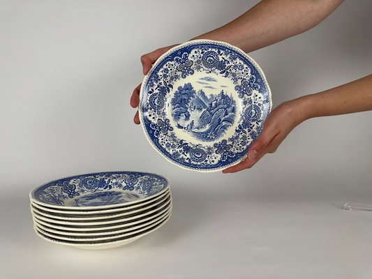 Burgenland Blue Rimmed Soup Dinner Bowl in Porcelain from