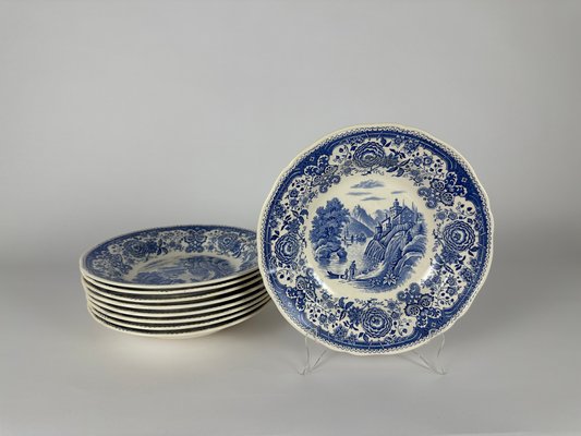 Burgenland Blue Rimmed Soup Dinner Bowl in Porcelain from