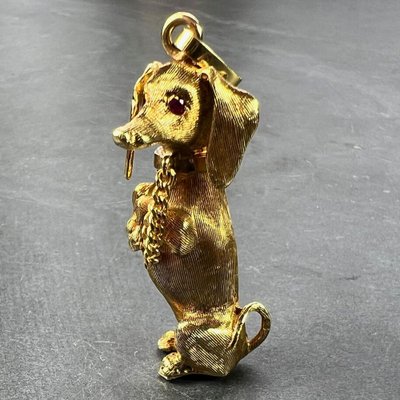 Pendentif En Or Jaune 18 Carats - Chiot Brillant, 2.30g - Dimensions 17x21 Mm - Neuf