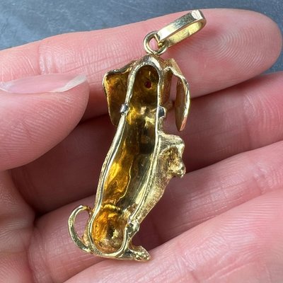 Pendentif Chiot En Or Jaune 18 Carats (750°) - 2.30 Grammes, Dimensions 17x21 Mm