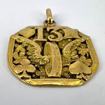 18 Karat Yellow Gold Good Luck 13 Hermes Wheel Cards Clover Lucky