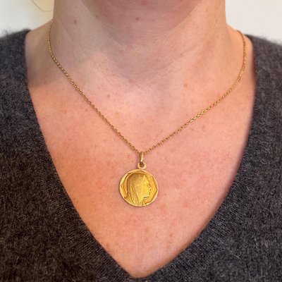 Ciondolo Vergine Maria In Oro 14k Multicolore Con Catena Valentino - Regalo 15 Anni