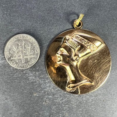 Large Italian 18 Karat Yellow Gold Queen Nefertiti Bust Charm