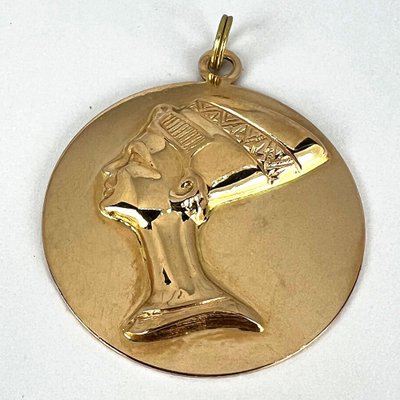 Large Italian 18 Karat Yellow Gold Queen Nefertiti Bust Charm