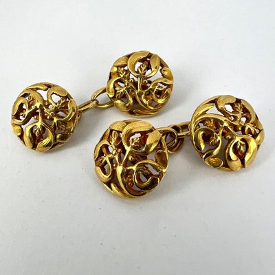 Boutons De Manchette Anciens Style Art Déco En Or Blanc 10 Carats (2,6 G) - Occasion