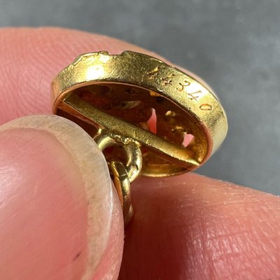 Paire De Boutons De Manchette Art Nouveau - Plaqué Or 18k 750 - Motif Circulaire