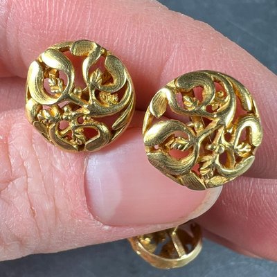 Paire de boutons de manchette en or rose 18 carats (750 ‰... - 85841526-100