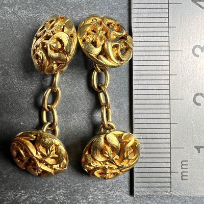 Lot de boutons de manchette en or 18 carats - Poids : 15.55g - Enchères Luxembourg