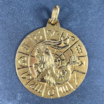 Medalla Signo Zodíaco - Capricornio - Plaqué Oro 21k - 22mm | Envío gratis