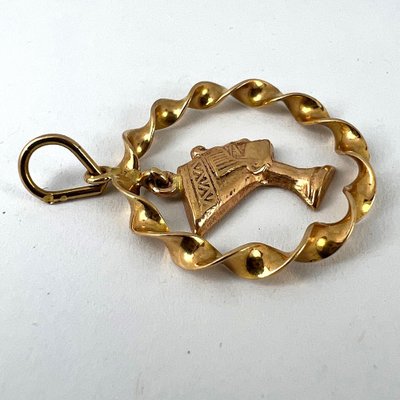 Ciondolo Oro Giallo 14kt Su Argento Sterling Nefertiti Regina Egiziana Usdiamondking