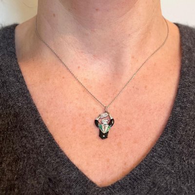 Argento Sterling, CIONDOLO MOSAICO ART DECO su CATENA, Nuovo