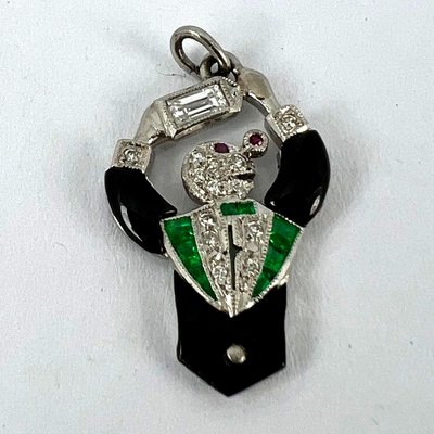 Elegante ciondolo Art Déco in argento sterling con catena a maglie