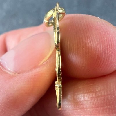 14K Oro Giallo Diamante Diavolo Cuore Ciondolo Collana Naturale 0.10 KT