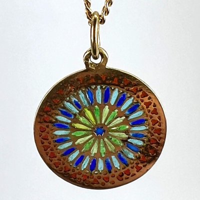 Pendentif Ancien Plaque Or Porte-photos - Bijou Vintage Avec Deux Verres Bombés - Occasion
