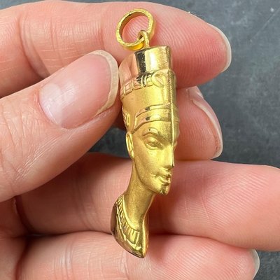 Pendentif à Charm Buste Néfertiti, Égyptienne en Or Jaune 18k, 1950s