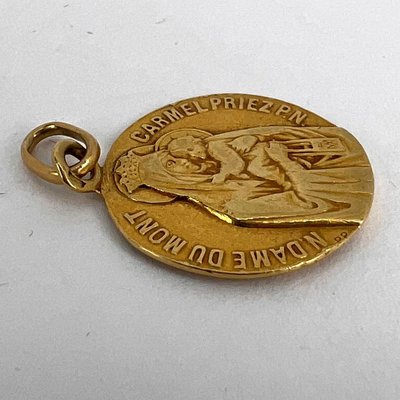 ビンテージネックレス　MT. CARMEL HIGH school charm French Notre Dame Du Mont Carmel 18 Karat Yellow Gold Medal