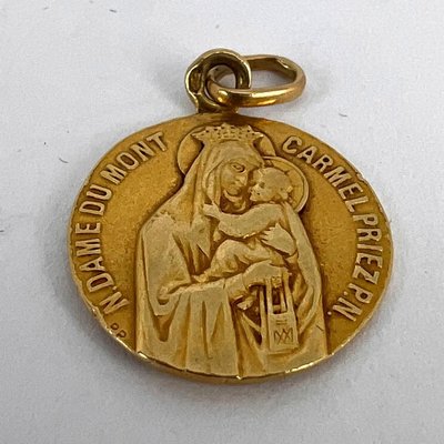 French Notre Dame Du Mont Carmel 18 Karat Yellow Gold Medal