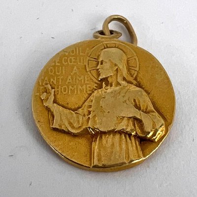 French Notre Dame Du Mont Carmel 18 Karat Yellow Gold Medal