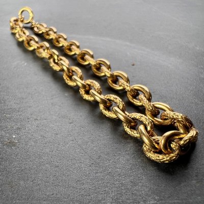 Cable 18 Carat Gold Mens Bracelet 18 Karat Yellow Gold Textured