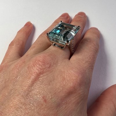 Anello Acquamarina Carati Anello Da 32,70 Carati Con Acquamarina E