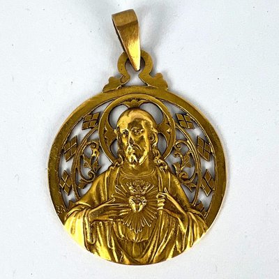 French Lavrillier Sacred Heart Madonna and Child 18k Yellow Gold
