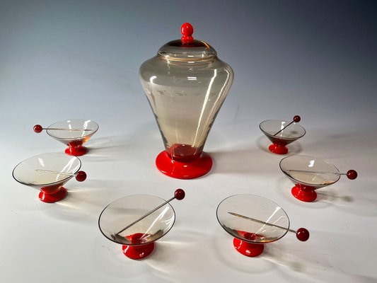 Italian Liquor Set in Murano Glass by Napoleone Martinuzzi for