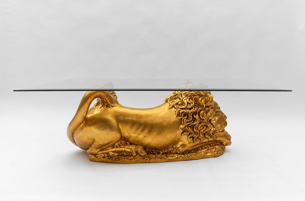 Vintage Italian Ceramic Handcrafted Lion Coffee Table, 1960s for