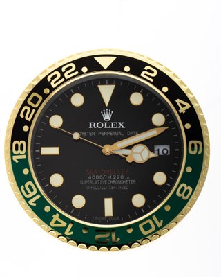 Oyster Perpetual Gold Green Black Sea Dweller Wall Clock from Rolex for sale at Pamono