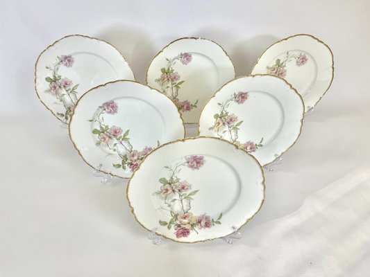 フランス製　Limoges ROSE DE LIMOGESディナープレート ペア Reserved Item - French Limoges Dinner Set With Pink Flowers
