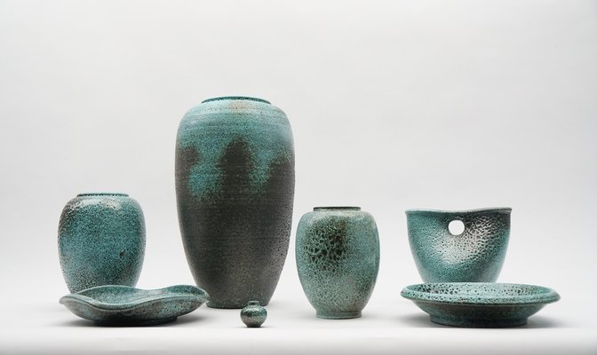 Große Grüne Studio Keramik Bodenvase von Wilhelm & Elly Kuch, Deutschland, 1960er bei Pamono kaufen