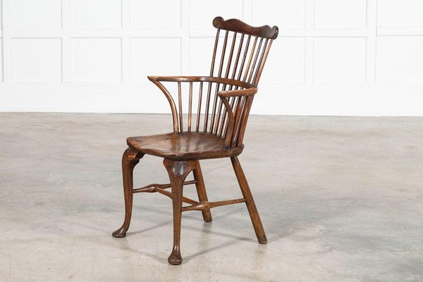English George III Oak and Elm Comb Back Chair, 1820 for sale at