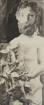 Pablo Picasso、A L'AGNEAU ET PERSONNAGES Pablo Picasso, The Man with the Sheep, Lithograph and Stencil for