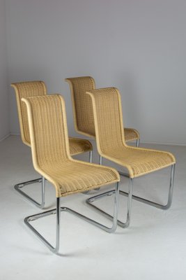 B20 Cane and Chrome Cantilever Dining Chairs by Axel