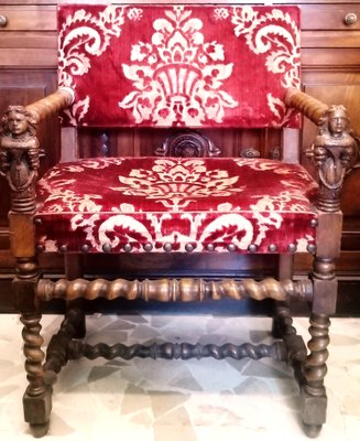 Antique Poltrona Luigi Xiv Poltrona Luigi XIV In Noce Con