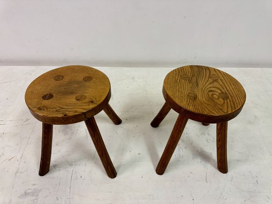 Rustic Oak Milking Stool, 1960s for sale at Pamono