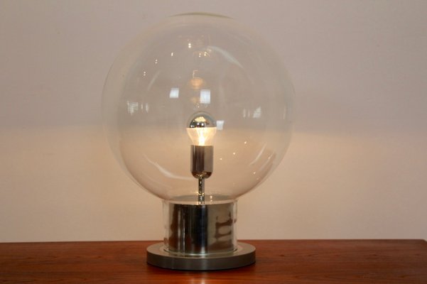 Large Mid-Century Chrome & Glass Globe Table Lamp from Raak