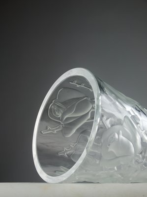 Crystal Isfahan Rose Vase by René Lalique, France, 1950s for Crystal Isfahan Rose Vase by René Lalique, France, 1950s for