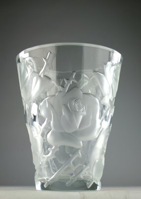 Crystal Isfahan Rose Vase by René Lalique, France, 1950s for Crystal Isfahan Rose Vase by René Lalique, France, 1950s for