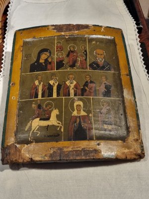 Russian Icon on Wood, 1800s for sale at Pamono